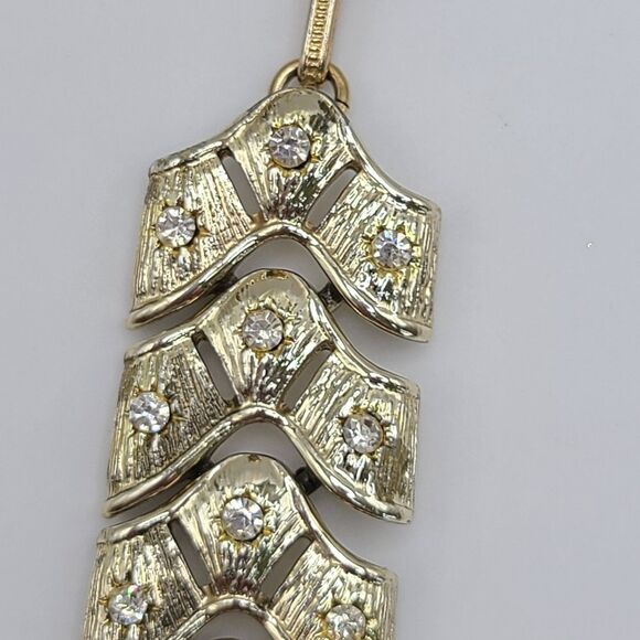 Vintage CORO Goldtone Rhinestone Necklace, Adjustable Length - Picture 4 of 10